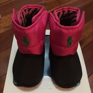 Ralph Lauren Baby Booties! Fuschia size 3. NEW WITH TAGS
